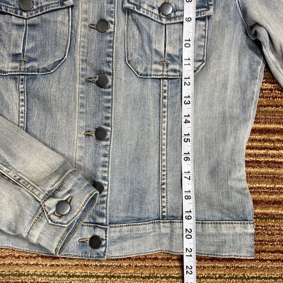 Kut from the Kloth Denim Jacket Women's Medium Blue Light Wash Stretch Trucker - Picture 13 of 16